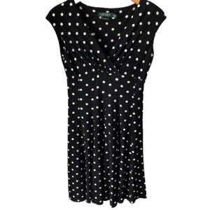 Lauren Ralph Lauren Black & White Polkadot Dress Size 2P